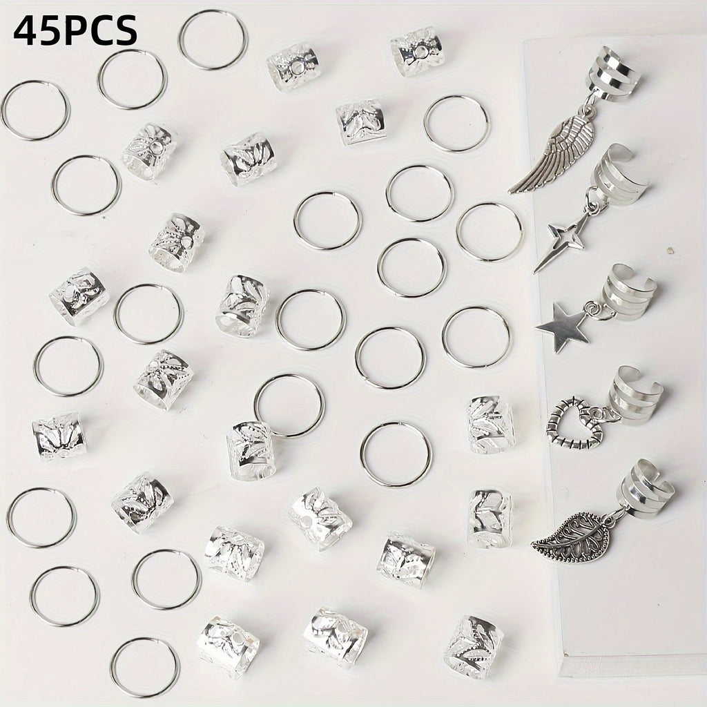 45pcs Alloy Braid Hair Rings Jewelleries