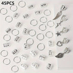 45pcs Alloy Braid Hair Rings Jewelleries