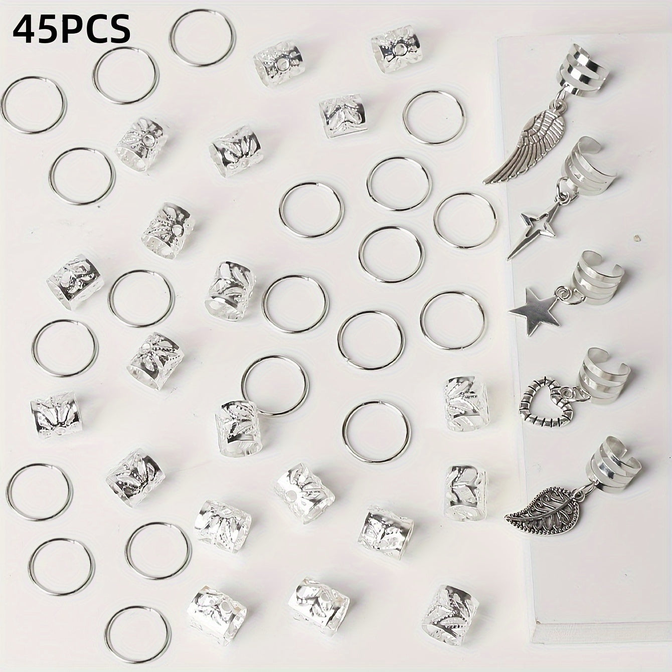 45pcs Alloy Braid Hair Rings Jewelleries