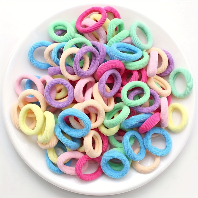 Candy Colour Ponytail Holders – Soft Elastic Hair Ties for Girls, Preppy Style (100pcs)