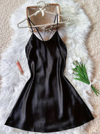 Womens Luxurious Satin Slip Dress Backless Design