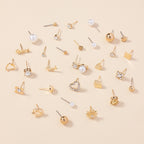 A Set of 30 Stylish Heart-Shaped Letter Stud Earrings