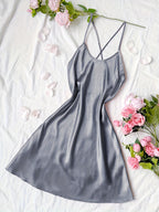 Womens Luxurious Satin Slip Dress Backless Design