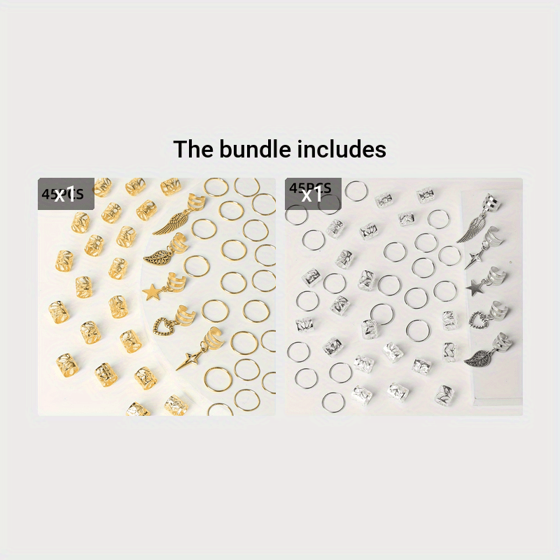 45pcs Alloy Braid Hair Rings Jewelleries