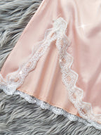 Slit Contrast Lace Pyjama Set
