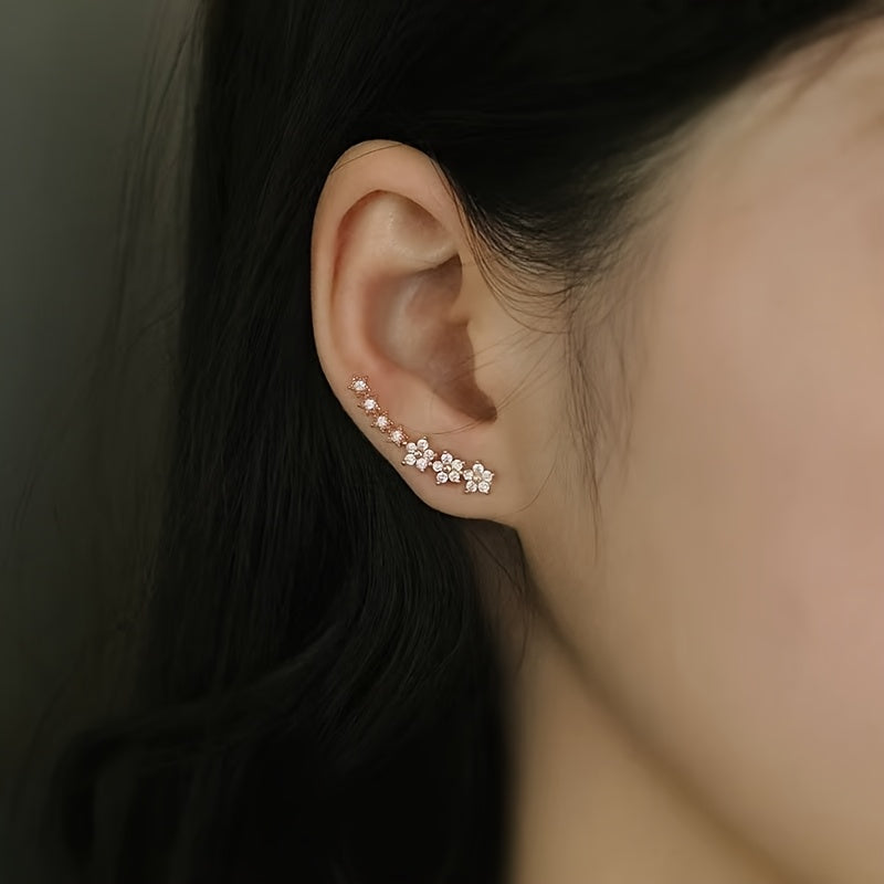 Stainless Steel Women'S Sequined Floral Earrings