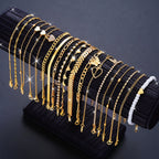 19pcs Anklet Set Bracelets with Heart Rhinestones