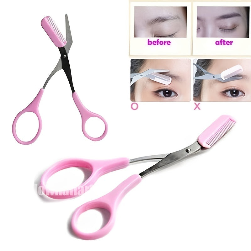 Eyebrow Trimmer Scissor With Comb & Facial Hair Removal