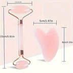 Pink Gua Sha Roller and Scraping Board Set for Face Beauty Massage