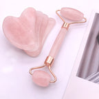 Pink Gua Sha Roller and Scraping Board Set for Face Beauty Massage