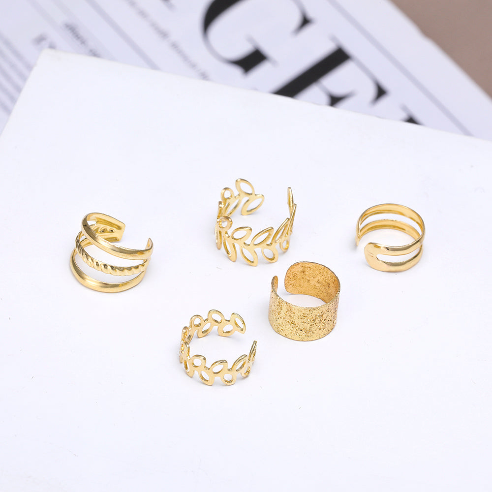 Hip Hop Y2K Style Leaf Cutout Ear Cuffs Set