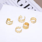 Hip Hop Y2K Style Leaf Cutout Ear Cuffs Set
