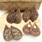 4 Pairs/ Set Vintage Carved Flower Pattern Jewellery