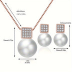 Imitation Pearl Necklace And Earring Jewelry Set