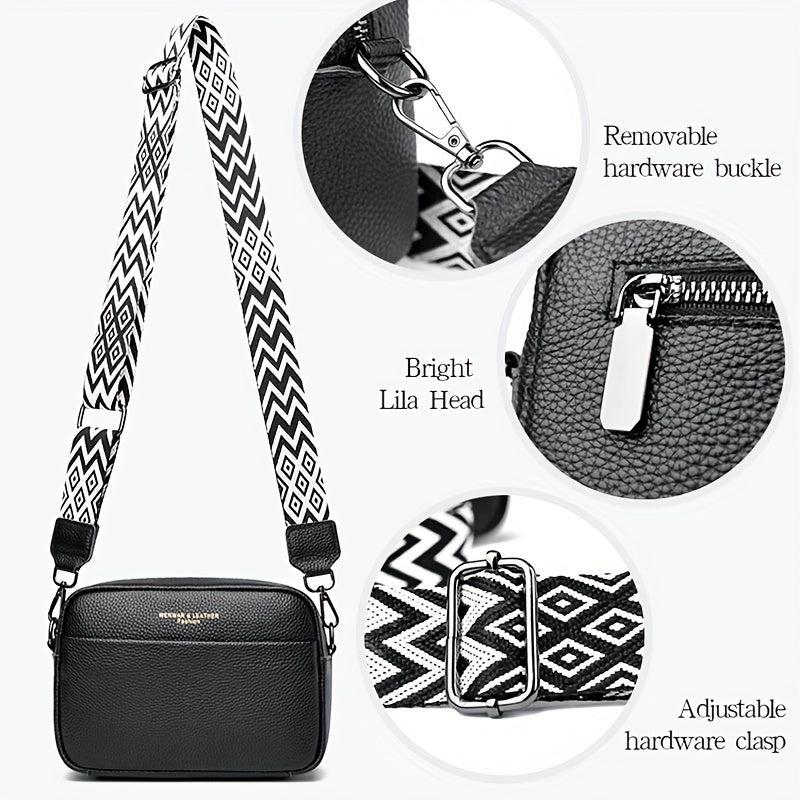 Elegant Genuine Leather Square Crossbody Bag for Women