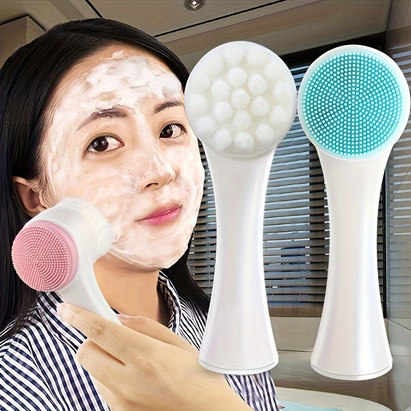2-in-1 Silicone Facial Cleansing Brush, Gentle Exfoliating & Massage