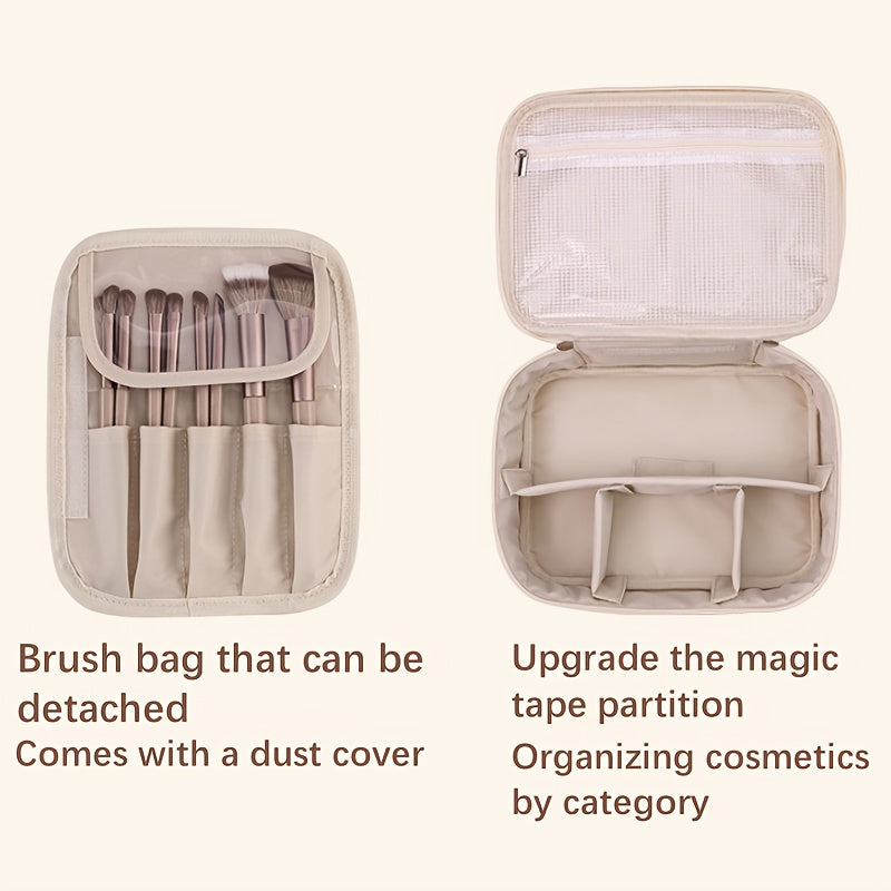 Large Capacity Detachable Makeup Bag with Brush Holder