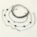 4 Elegant Green Faux Gemstone Rhinestone Bracelets