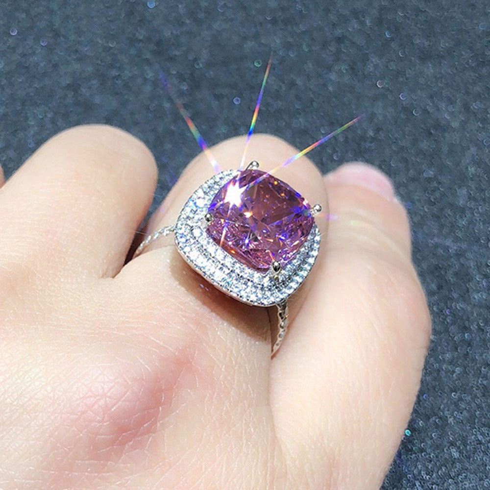 Big Pink zirconia Romantic Ring
