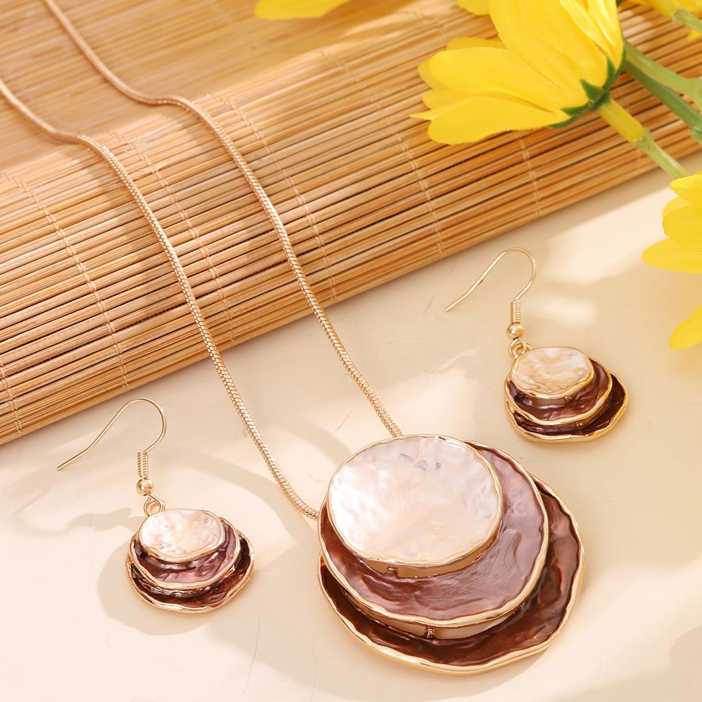 CRING COCO Bohemian 3-Layer Round Zinc Alloy Enamel Jewelry Set