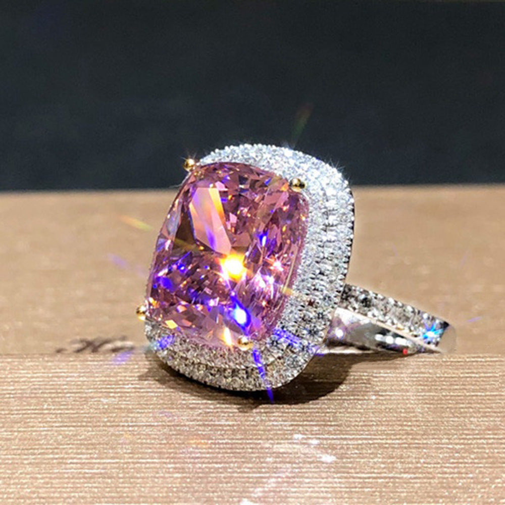 Big Pink zirconia Romantic Ring