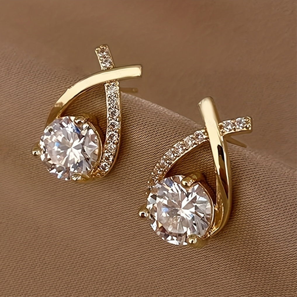 Luxurious And Stylish Twist Waterdrop Cubic Earrings