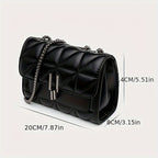 Elegant Faux Leather Shoulder Bag | Plaid Pattern, Chain Strap