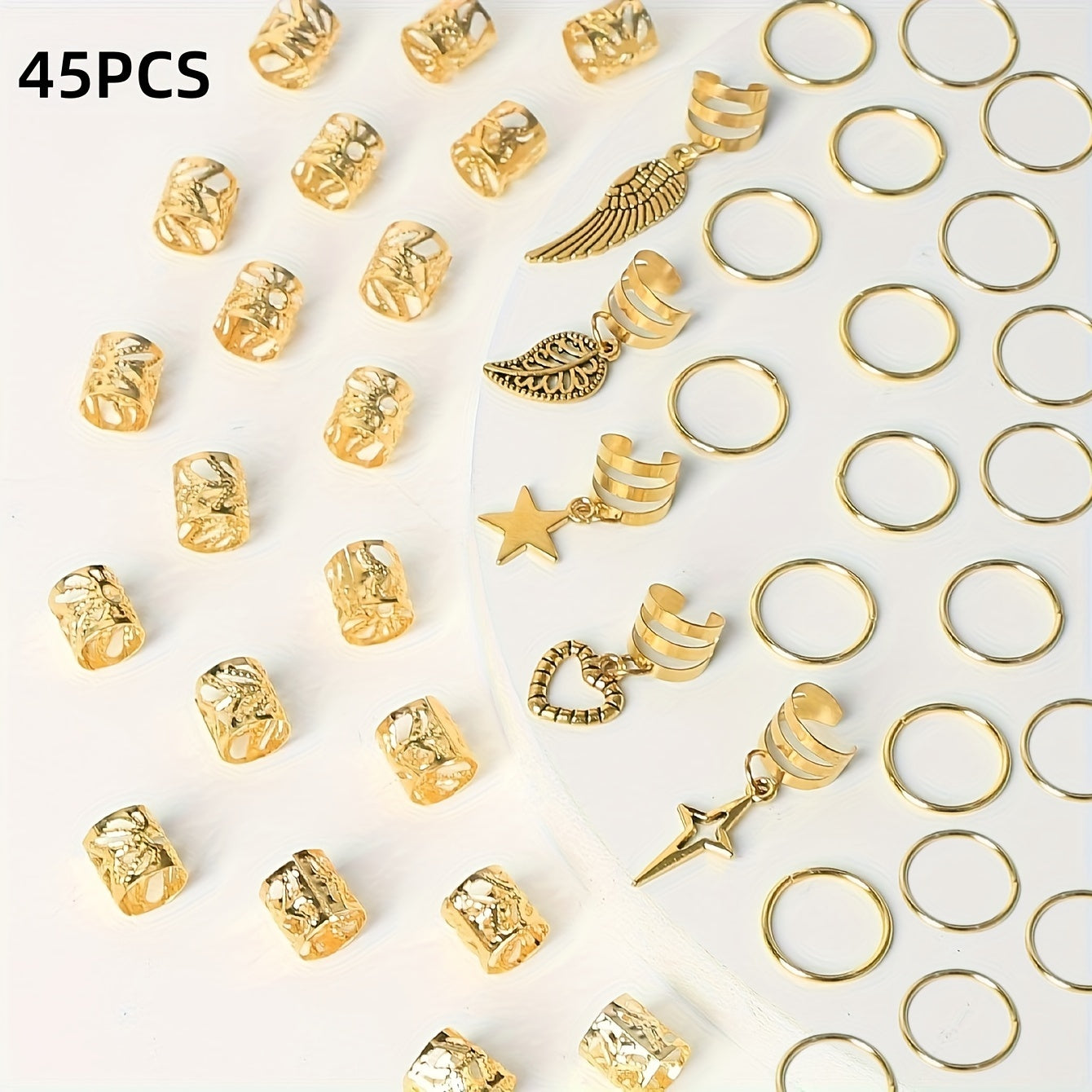 45pcs Alloy Braid Hair Rings Jewelleries