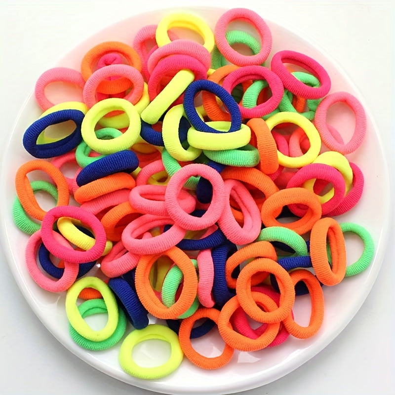 Candy Colour Ponytail Holders – Soft Elastic Hair Ties for Girls, Preppy Style (100pcs)