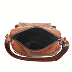 Retro Multi Pockets Crossbody Bag, Soft Faux Leather Bag