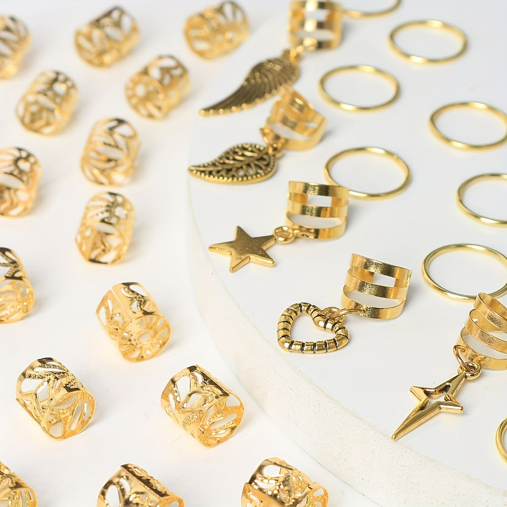 45pcs Alloy Braid Hair Rings Jewelleries