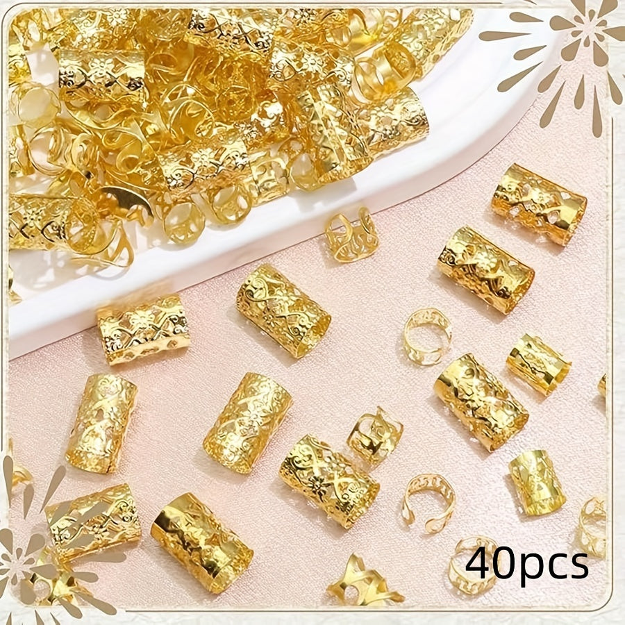 40pcs Alloy Hair Cuffs & Rings for Braids