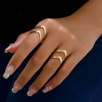Two Stylish and Elegant Geometric Hollow-out Metal Rings