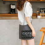 Elegant Faux Leather Shoulder Bag | Plaid Pattern, Chain Strap