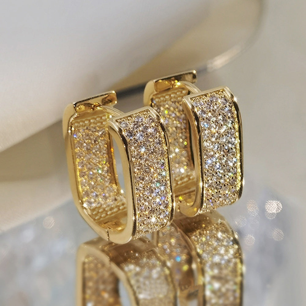 READKISS Luxury Paved CZ Hoop Earrings.