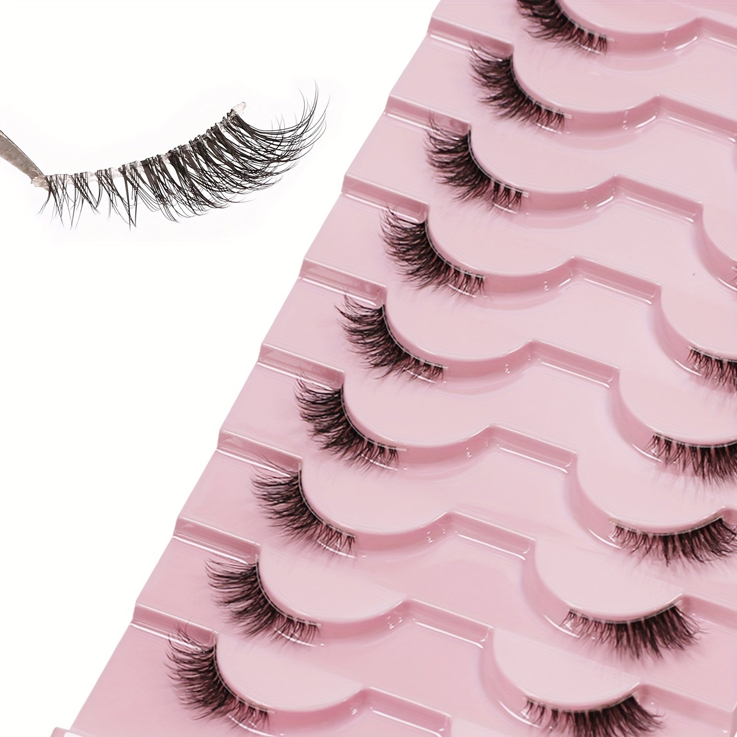 10 Pairs Thick Half Eyelashes 10mm Wispy Cat Eye Eyelashes