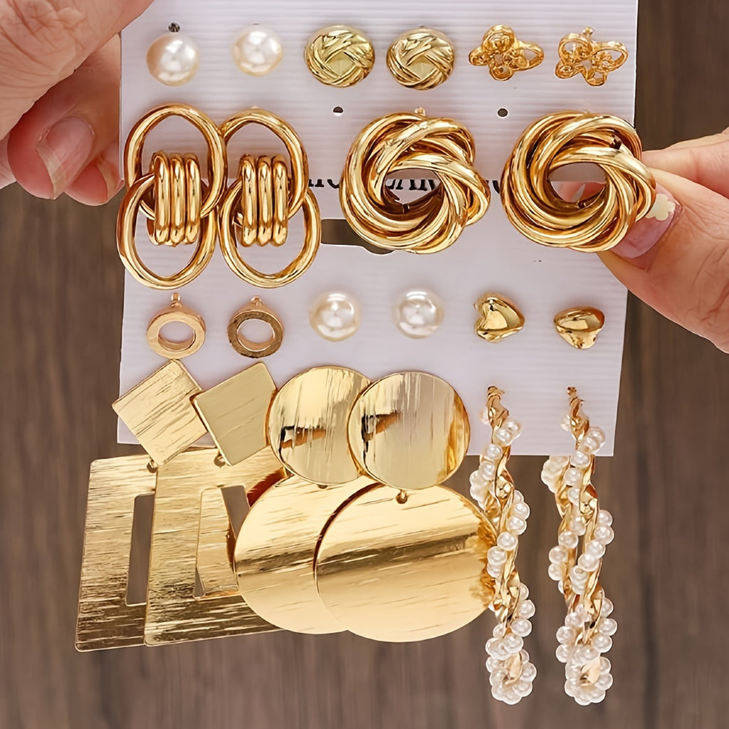 Exaggerated Golden Style Butterfly imitation Pearl Ladies' Earrings