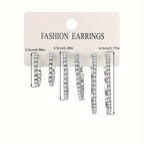 6-Piece Set Simple Hoop Earrings with Rhinestones
