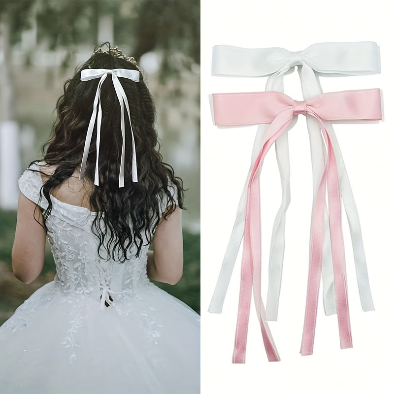 2pcs Women's Ballet-Style Double-Layer Tassel Hair Clips