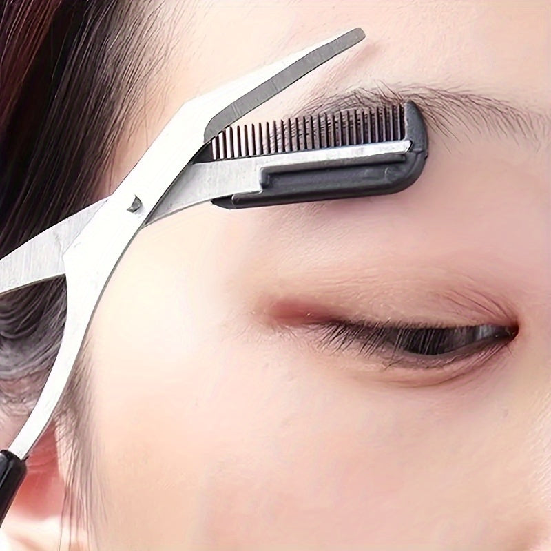 Eyebrow Trimmer Scissor With Comb & Facial Hair Removal