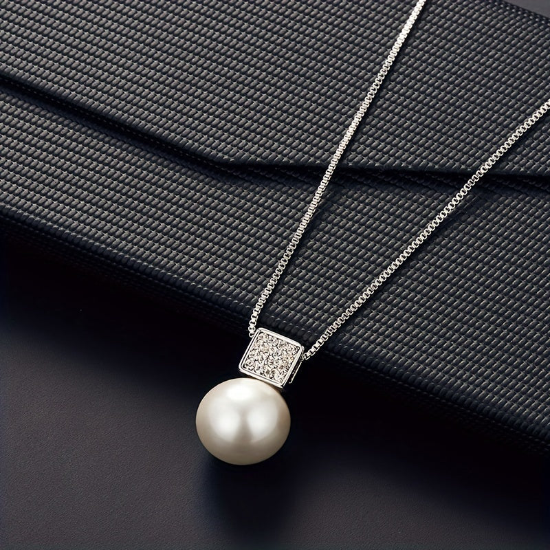 Imitation Pearl Necklace And Earring Jewelry Set