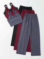 3 Sets Lace Trim Lounge Set