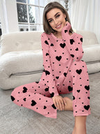 Women's Fashion Casual Heart Print Pyjama Set