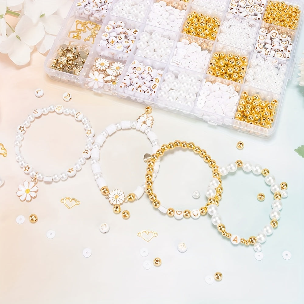 1000pcs DIY Imitation Pearl Beads Bracelet Making Kit.