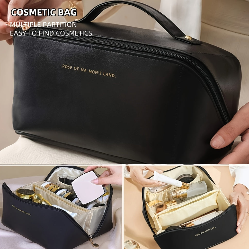 Large Capacity Makeup Bag Portable Zippered Pouch