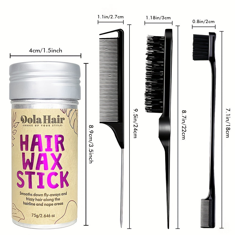 Slick Back Hair Brush, Wax Stick For Hair 4Pcs.