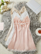 Slit Contrast Lace Pyjama Set