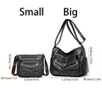 Retro Multi Pockets Crossbody Bag, Soft Faux Leather Bag
