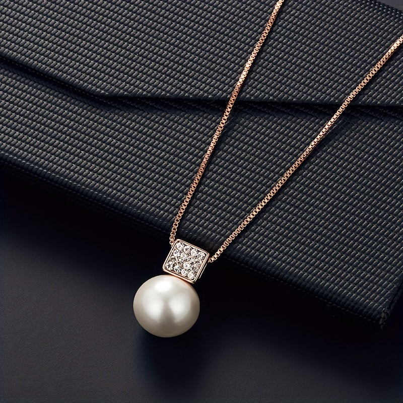 Imitation Pearl Necklace And Earring Jewelry Set