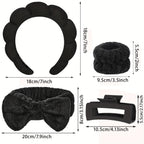 Set Spa Headband Wristband Set with Hair Claw Clips Skincare Headbands